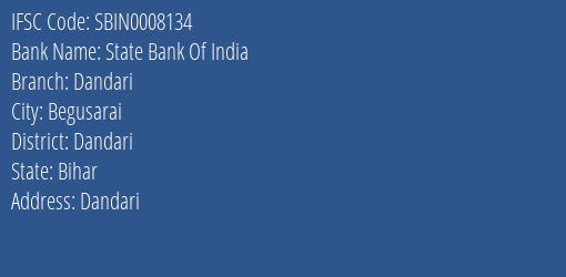 State Bank Of India Dandari Branch Dandari IFSC Code SBIN0008134
