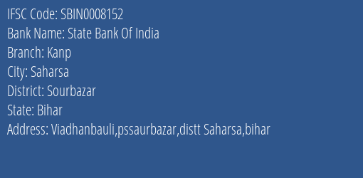 State Bank Of India Kanp Branch Sourbazar IFSC Code SBIN0008152