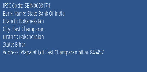 State Bank Of India Bokanekalan Branch Bokanekalan IFSC Code SBIN0008174