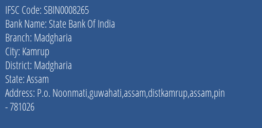 State Bank Of India Madgharia Branch Madgharia IFSC Code SBIN0008265