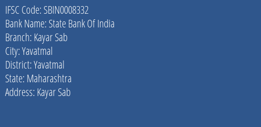 State Bank Of India Kayar Sab Branch IFSC Code