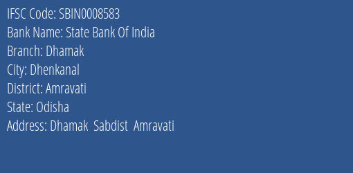 State Bank Of India Dhamak Branch IFSC Code