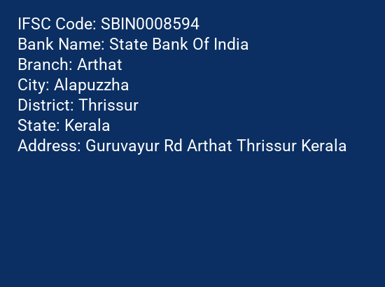 State Bank Of India Arthat Branch IFSC Code