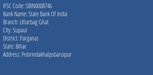 State Bank Of India Uttarbag Ghat Branch Parganas IFSC Code SBIN0008746