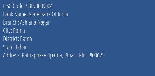 State Bank Of India Ashiana Nagar Branch Patna IFSC Code SBIN0009004