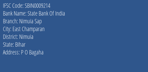 State Bank Of India Nimuia Sap Branch Nimuia IFSC Code SBIN0009214
