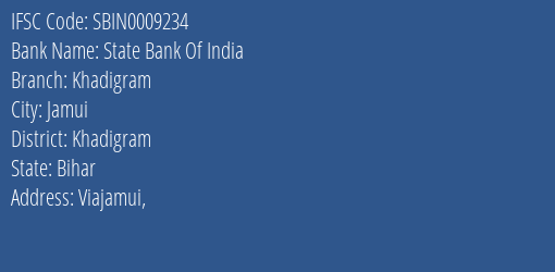 State Bank Of India Khadigram Branch Khadigram IFSC Code SBIN0009234