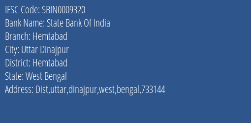State Bank Of India Hemtabad Branch Hemtabad IFSC Code SBIN0009320
