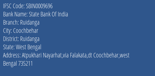 State Bank Of India Ruidanga Branch Ruidanga IFSC Code SBIN0009696