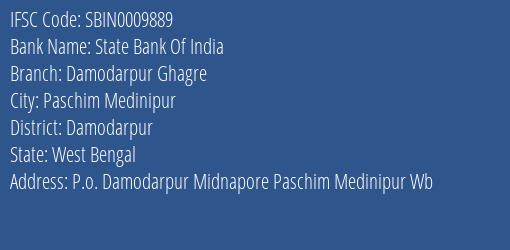 State Bank Of India Damodarpur Ghagre Branch Damodarpur IFSC Code SBIN0009889