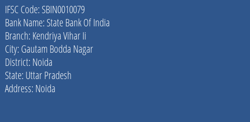 State Bank Of India Kendriya Vihar Ii Branch IFSC Code