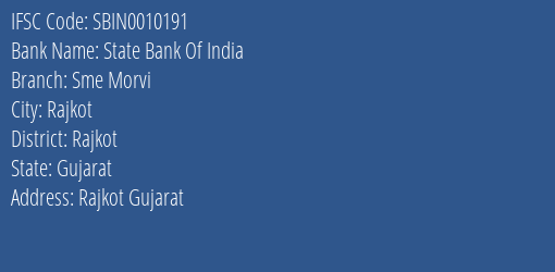 State Bank Of India Sme Morvi Branch IFSC Code