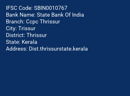 State Bank Of India Ccpc Thrissur Branch IFSC Code