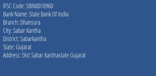 State Bank Of India Dhansura Branch IFSC Code
