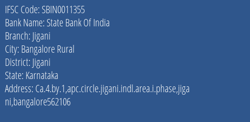 State Bank Of India Jigani Branch Jigani IFSC Code SBIN0011355