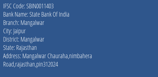 State Bank Of India Mangalwar Branch IFSC Code