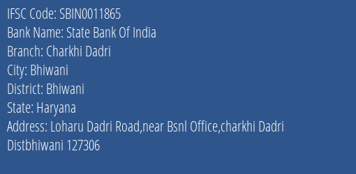 State Bank Of India Charkhi Dadri Branch IFSC Code