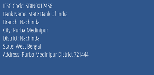 State Bank Of India Nachinda Branch Nachinda IFSC Code SBIN0012456