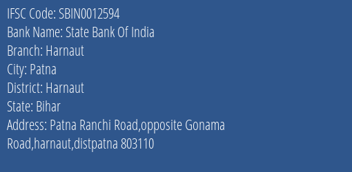 State Bank Of India Harnaut Branch Harnaut IFSC Code SBIN0012594