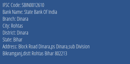 State Bank Of India Dinara Branch Dinara IFSC Code SBIN0012610