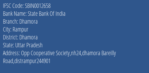 State Bank Of India Dhamora Branch Dhamora IFSC Code SBIN0012658