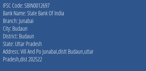 State Bank Of India Junabai Branch, Branch Code 012697 & IFSC Code SBIN0012697