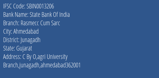 State Bank Of India Rasmecc Cum Sarc Branch IFSC Code