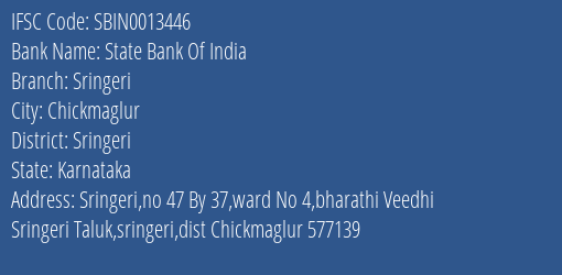 State Bank Of India Sringeri Branch Sringeri IFSC Code SBIN0013446