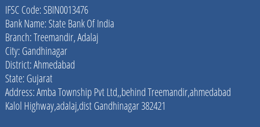 State Bank Of India Treemandir Adalaj Branch Ahmedabad IFSC Code SBIN0013476