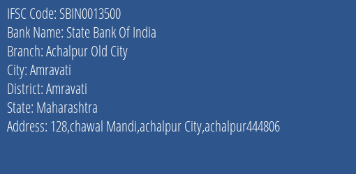 State Bank Of India Achalpur Old City Branch IFSC Code