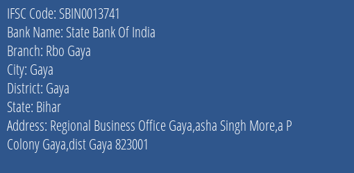 State Bank Of India Rbo Gaya Branch Gaya IFSC Code SBIN0013741