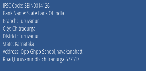 State Bank Of India Turuvanur Branch Turuvanur IFSC Code SBIN0014126