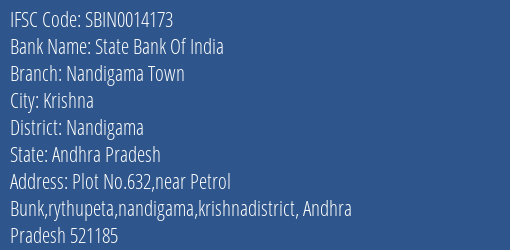 State Bank Of India Nandigama Town Branch Nandigama IFSC Code SBIN0014173