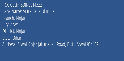 State Bank Of India Kinjar Branch Kinjar IFSC Code SBIN0014322