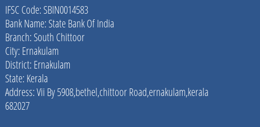 State Bank Of India South Chittoor Branch, Branch Code 014583 & IFSC Code Sbin0014583