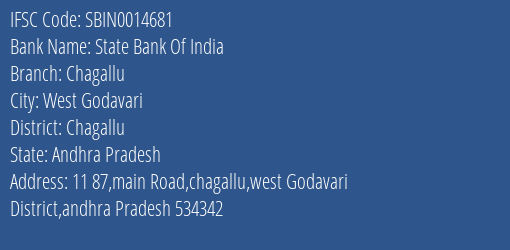 State Bank Of India Chagallu Branch Chagallu IFSC Code SBIN0014681