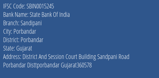 State Bank Of India Sandipani Branch, Branch Code 015245 & IFSC Code SBIN0015245