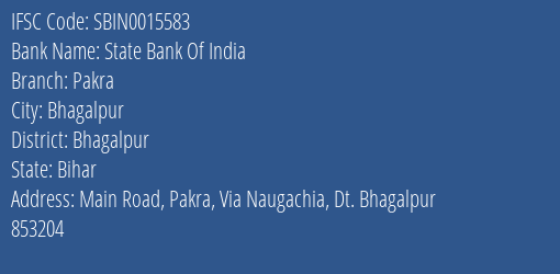 State Bank Of India Pakra Branch, Branch Code 015583 & IFSC Code Sbin0015583