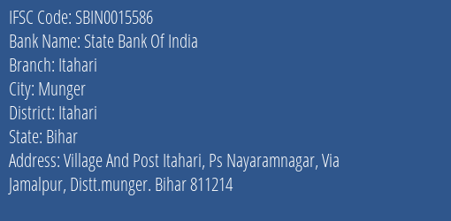 State Bank Of India Itahari Branch Itahari IFSC Code SBIN0015586
