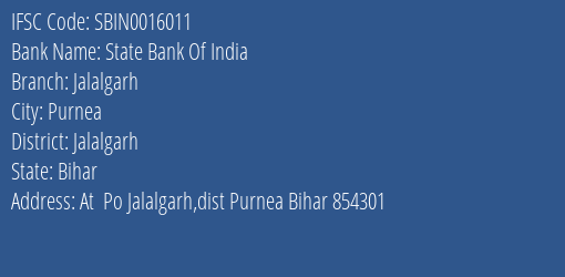 State Bank Of India Jalalgarh Branch Jalalgarh IFSC Code SBIN0016011