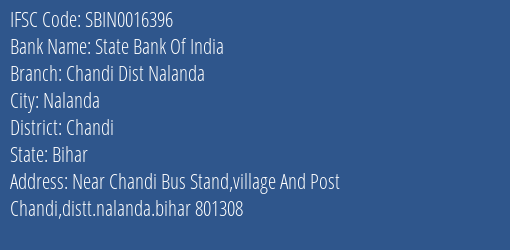 State Bank Of India Chandi Dist Nalanda Branch Chandi IFSC Code SBIN0016396