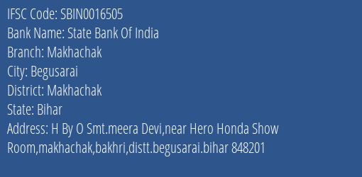 State Bank Of India Makhachak Branch, Branch Code 016505 & IFSC Code Sbin0016505