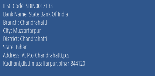 State Bank Of India Chandrahatti Branch Chandrahatti IFSC Code SBIN0017133