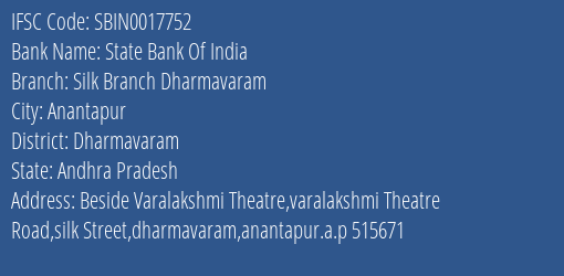 State Bank Of India Silk Branch Dharmavaram Branch IFSC Code