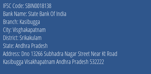 State Bank Of India Kasibugga Branch IFSC Code