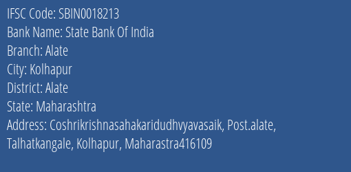 State Bank Of India Alate Branch Alate IFSC Code SBIN0018213
