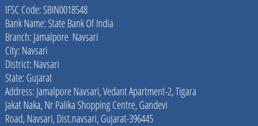State Bank Of India Jamalpore Navsari Branch IFSC Code