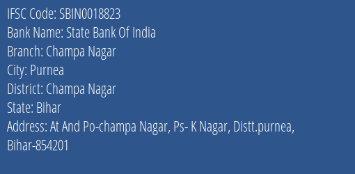 State Bank Of India Champa Nagar Branch Champa Nagar IFSC Code SBIN0018823