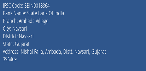 State Bank Of India Ambada Village Branch IFSC Code