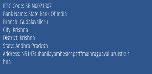 State Bank Of India Gudalavalleru Branch Krishna IFSC Code SBIN0021307